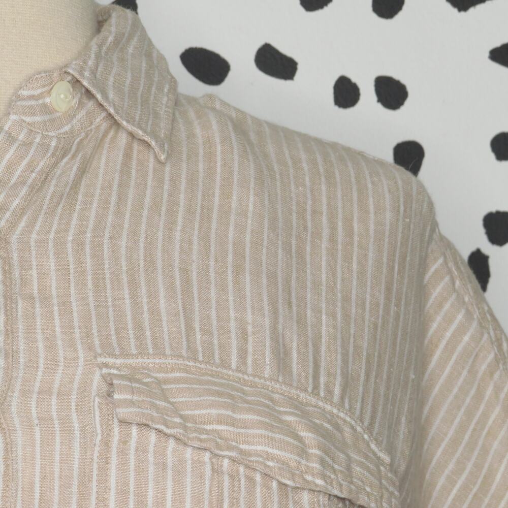 J. Crew x Baird McNutt Tan Striped Linen Short Sleeve Top - Picture 4 of 11